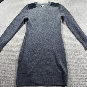 GAP Merino Shoulder Patch Sweater Dress Xs Black Gray